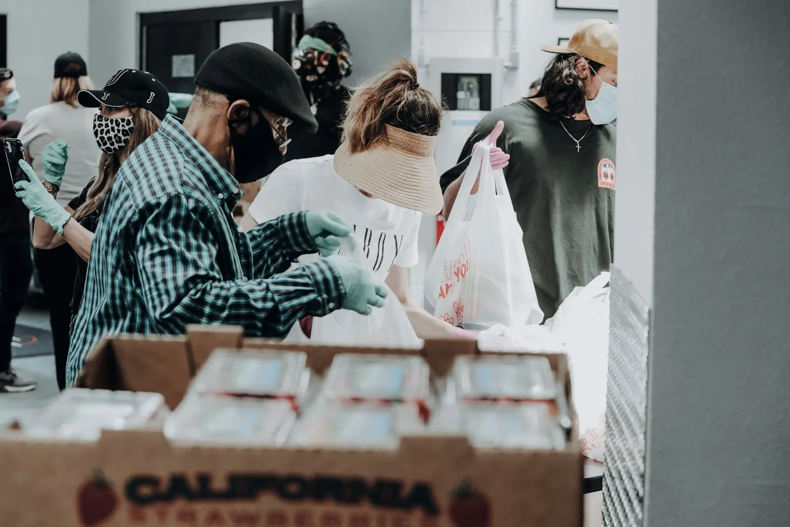 Volunteers organising relief supplies in the community