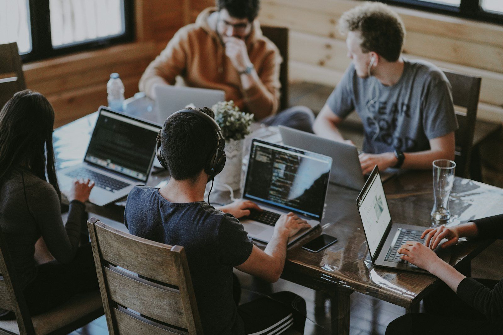 A team collaborating in an office