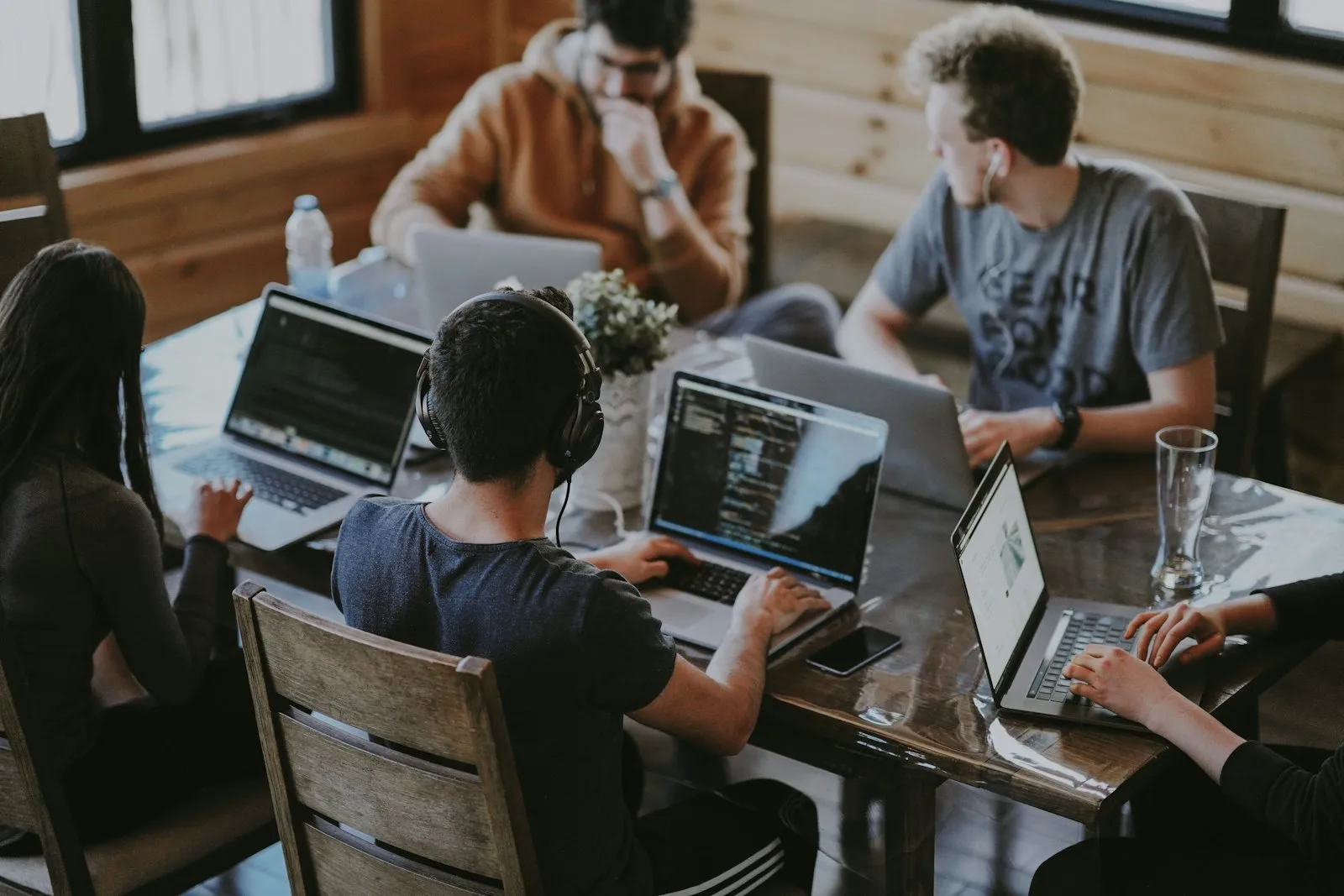 A team collaborating in an office